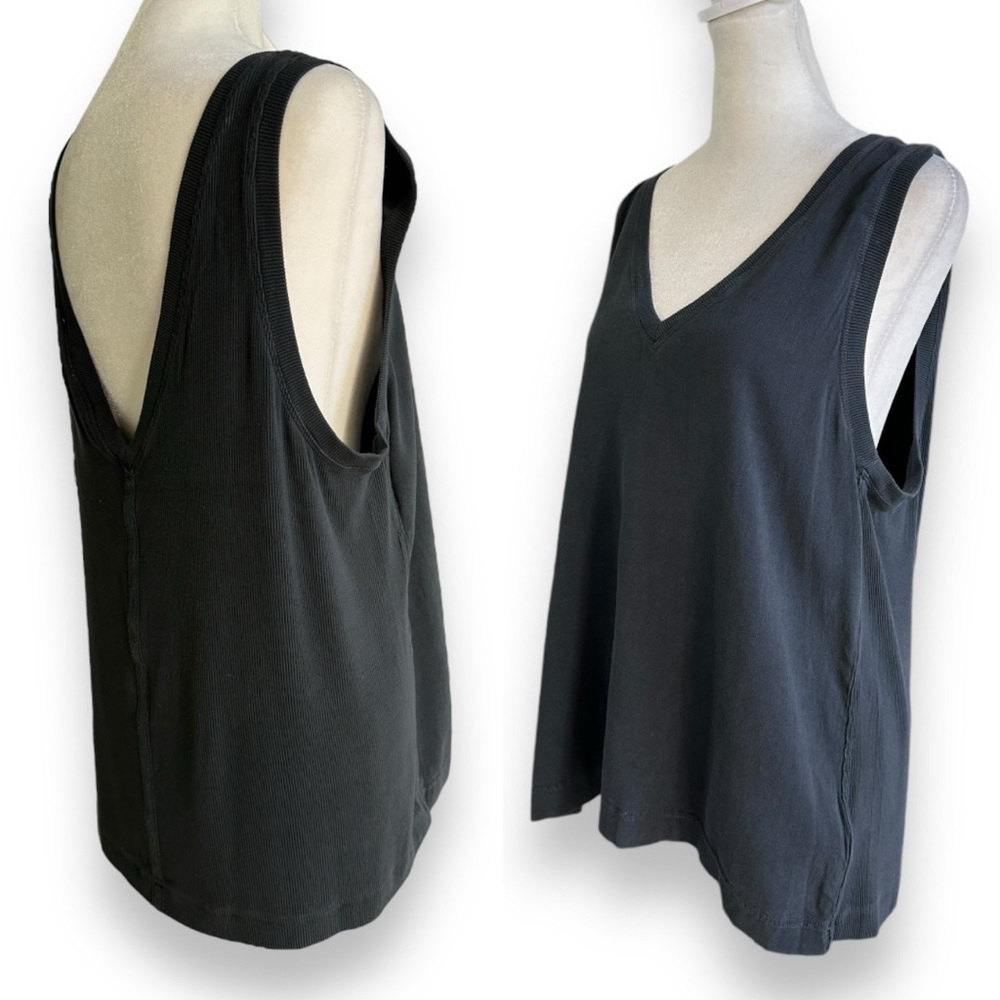 New Splendid Zinnia Viscose Double V-Neck Tank in Lead | Size Large - Picture 9 of 16